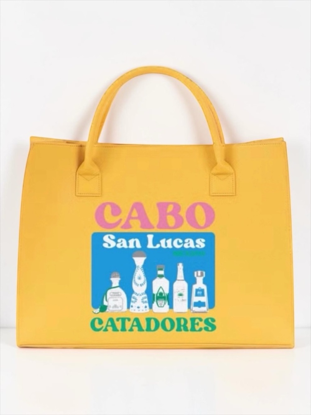 Cabo San Lucas Tequila Beach Tote Bag Yellow Oversized Vacation Bag NWT